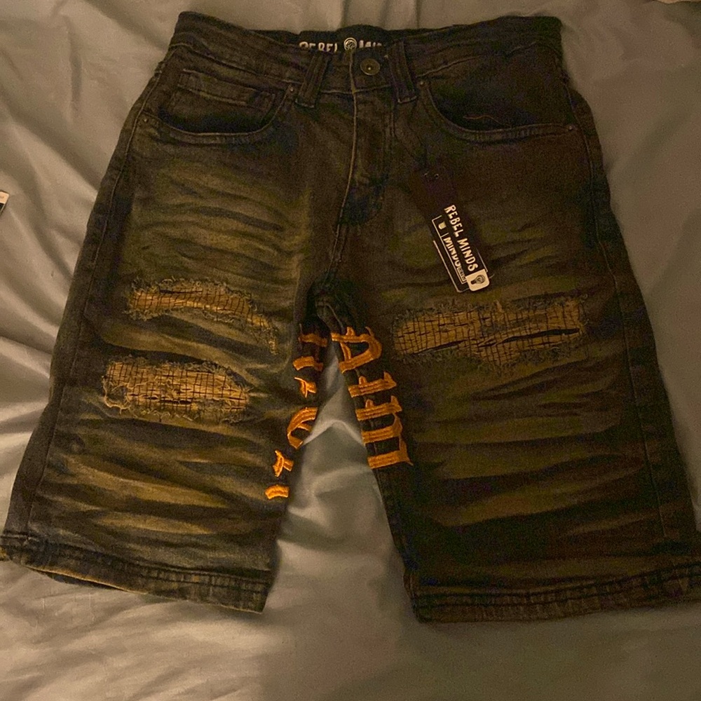 Selling kids jorts rebel minds purple jean tag on back free shipping